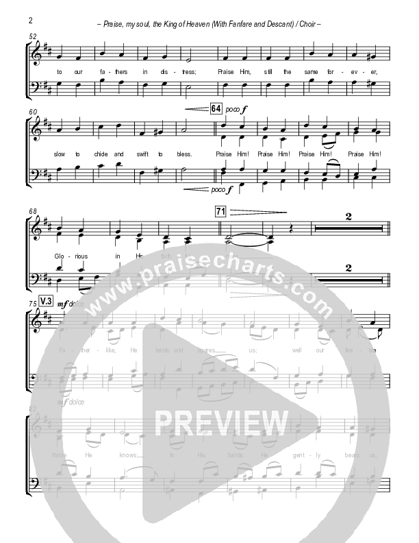 Praise My Soul The King Of Heaven (with Fanfare and Descant) Choir Vocals (SATB) (Paul Campbell)