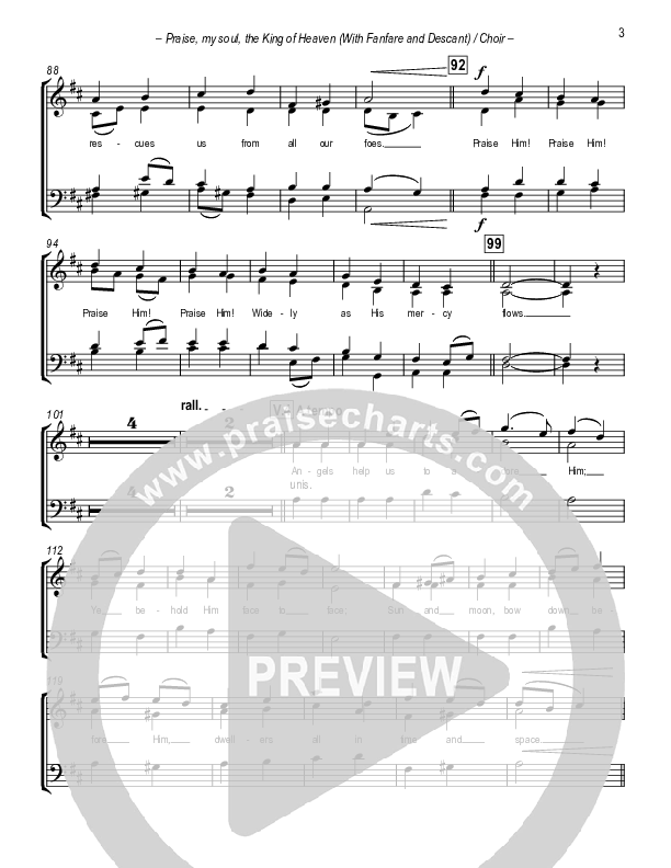 Praise My Soul The King Of Heaven (with Fanfare and Descant) Choir Vocals (SATB) (Paul Campbell)