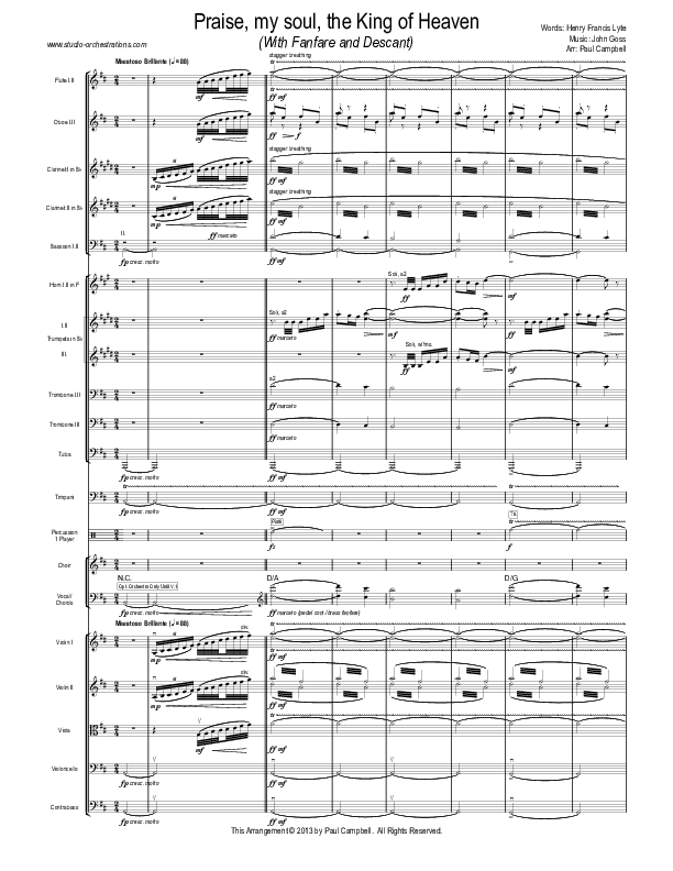 Praise My Soul The King Of Heaven (with Fanfare and Descant) Orchestration (Paul Campbell)