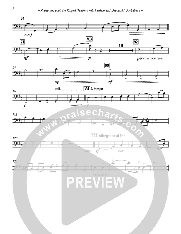 Praise My Soul The King Of Heaven (with Fanfare and Descant) Contrabass (Paul Campbell)