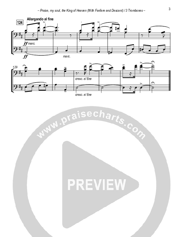 Praise My Soul The King Of Heaven (with Fanfare and Descant) Trombone 1/2/3 (Paul Campbell)