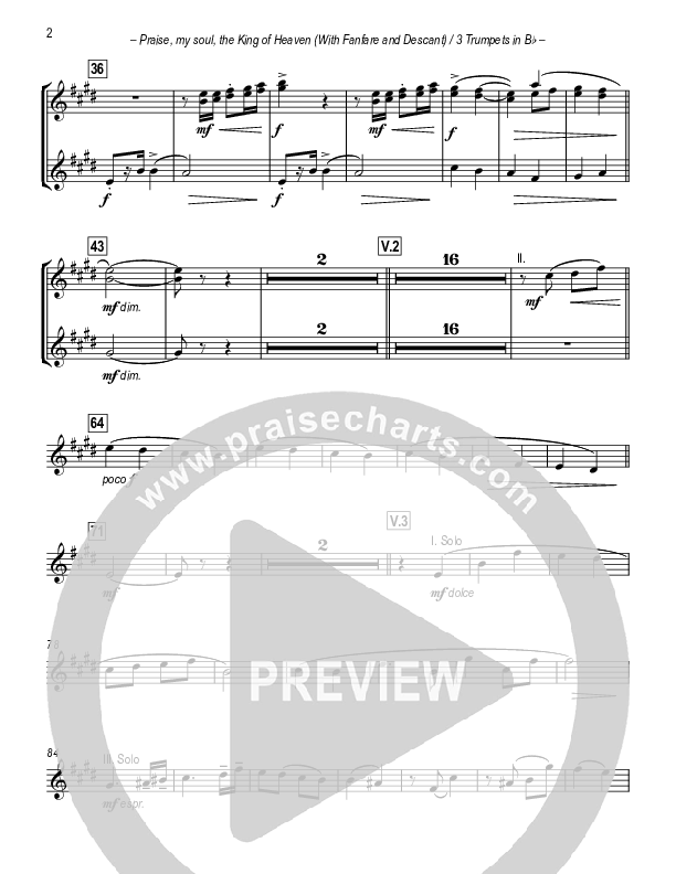 Praise My Soul The King Of Heaven (with Fanfare and Descant) Trumpet 1/2/3 (Paul Campbell)