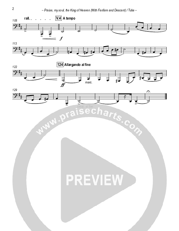 Praise My Soul The King Of Heaven (with Fanfare and Descant) Tuba (Paul Campbell)