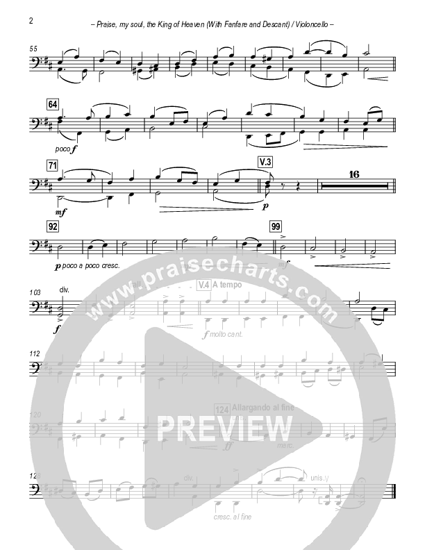 Praise My Soul The King Of Heaven (with Fanfare and Descant) Violincello (Paul Campbell)