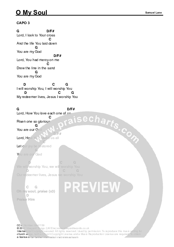 O My Soul Chords & Lyrics (Samuel Lane)
