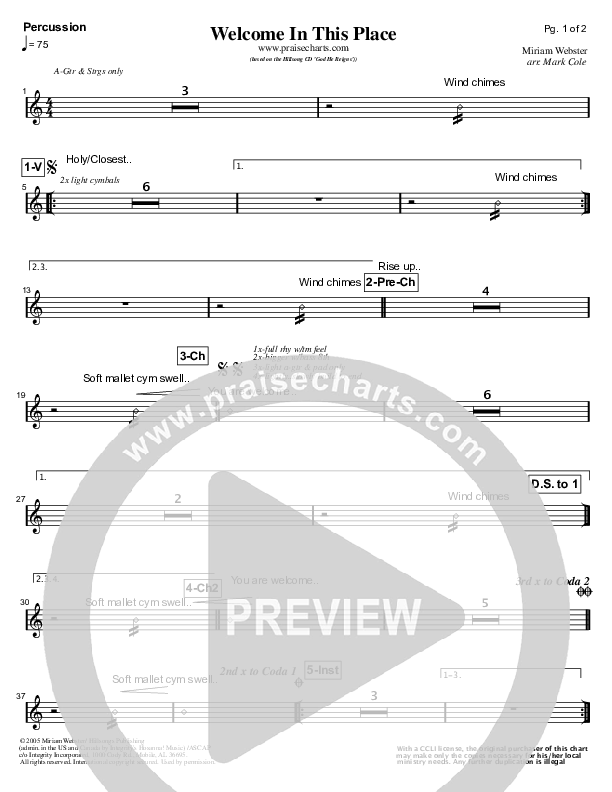 Welcome In This Place Percussion (Hillsong Worship)