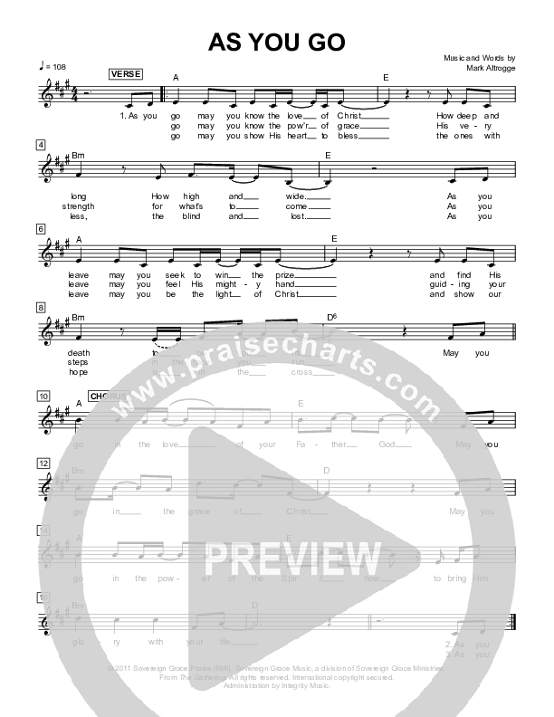 As You Go Lead Sheet (Sovereign Grace)