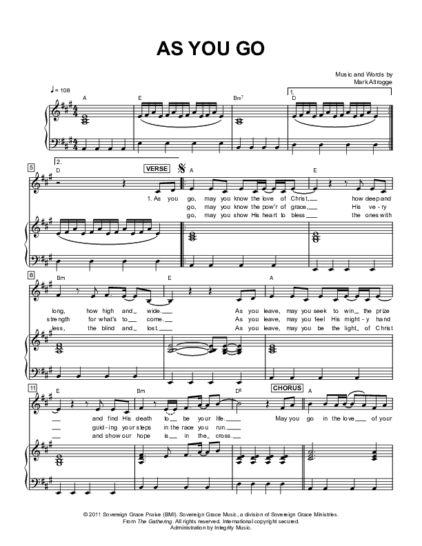 As You Go Lead & Piano (Sovereign Grace)