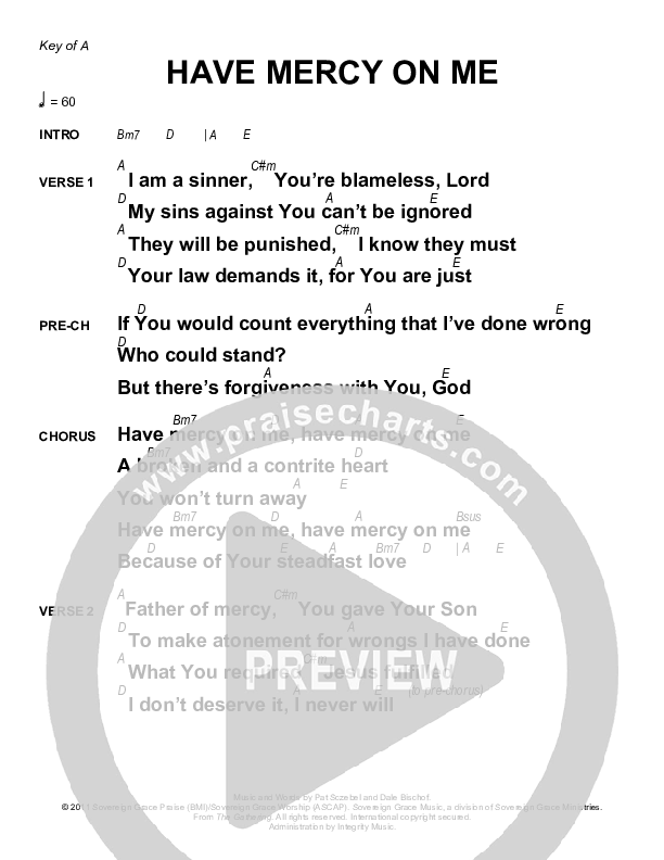 Have Mercy On Me Chords & Lyrics (Sovereign Grace)