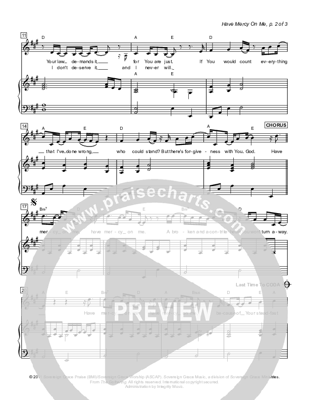 Have Mercy On Me Piano/Vocal & Lead (Sovereign Grace)