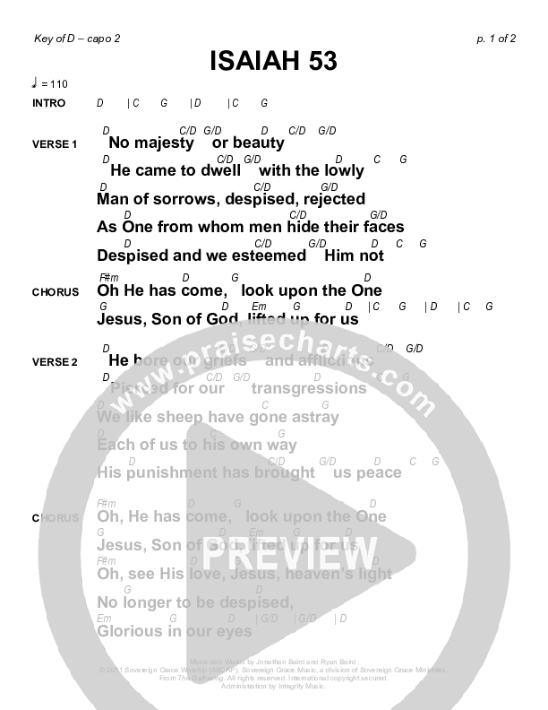 Isaiah 53 Chords & Lyrics (Sovereign Grace)