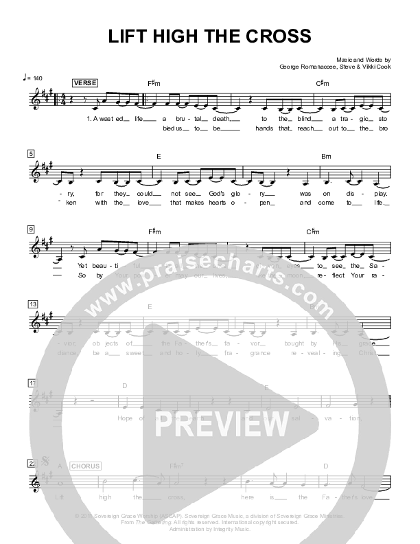 Lift High The Cross Lead Sheet (Sovereign Grace)