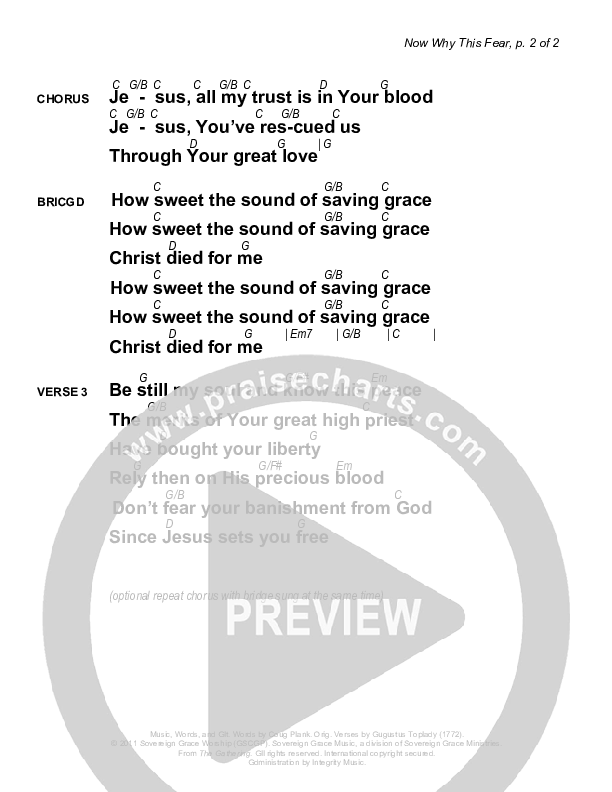 Now Why This Fear Chord Chart (Sovereign Grace)
