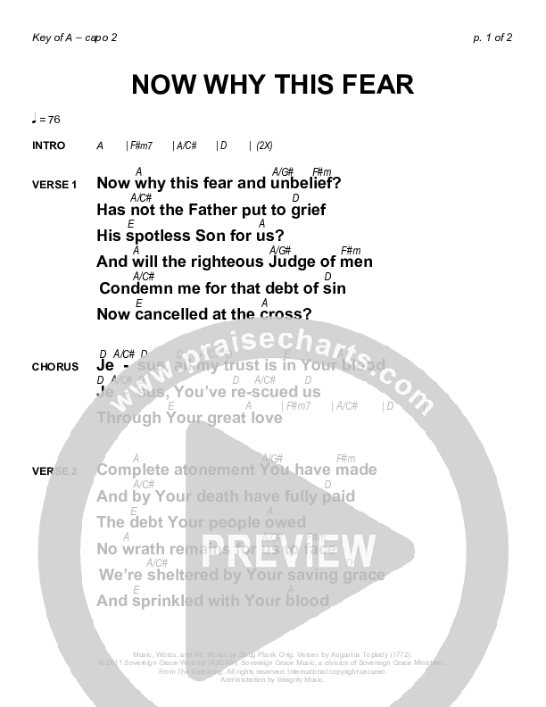 Now Why This Fear Chord Chart (Sovereign Grace)