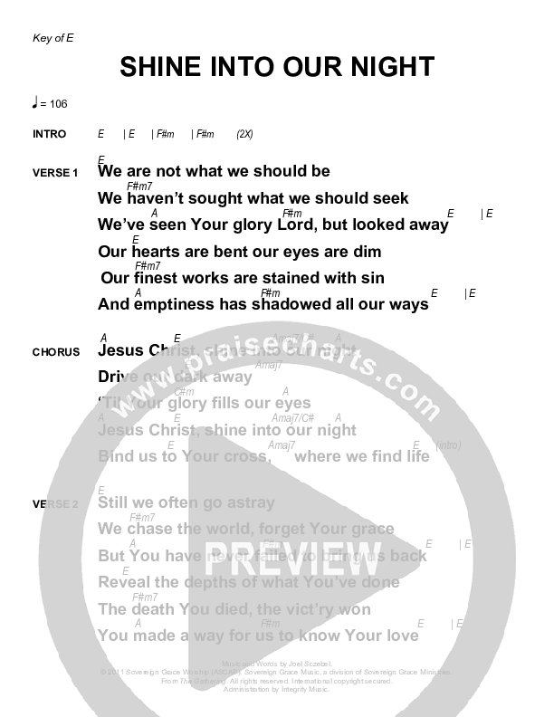 Shine Into Our Night Chords & Lyrics (Sovereign Grace)