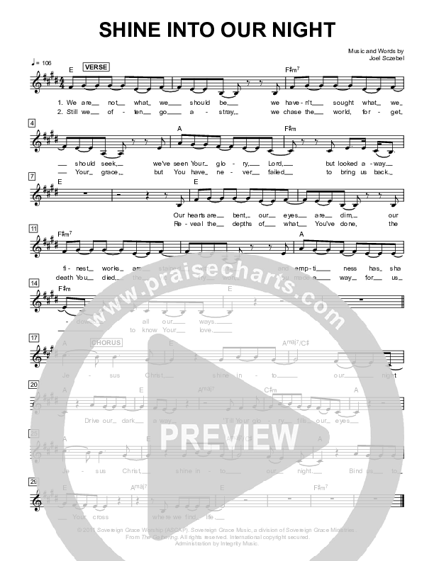 Shine Into Our Night Lead Sheet (Sovereign Grace)