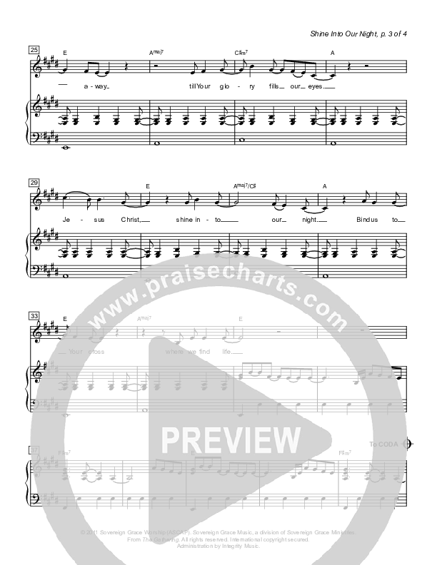 Shine Into Our Night Piano/Vocal & Lead (Sovereign Grace)