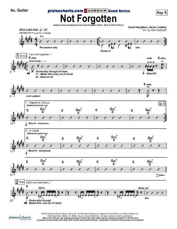 Not Forgotten Acoustic Guitar (Israel Houghton)