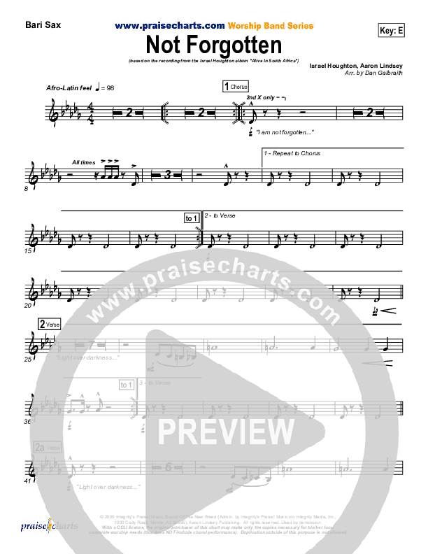 Not Forgotten Bari Sax (Israel Houghton)