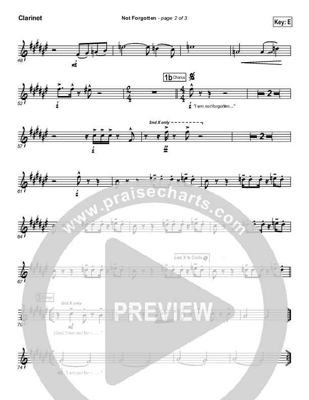 Not Forgotten Clarinet (Israel Houghton)