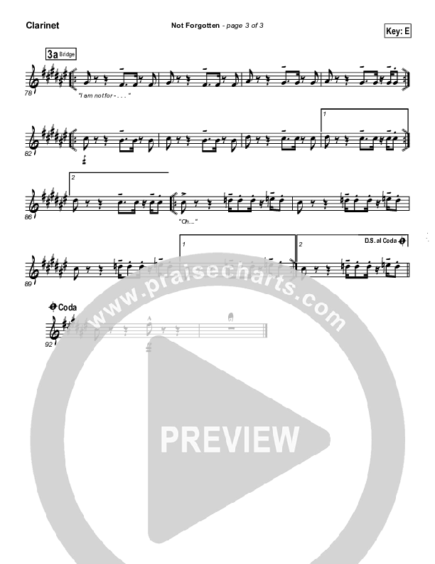 Not Forgotten Clarinet (Israel Houghton)