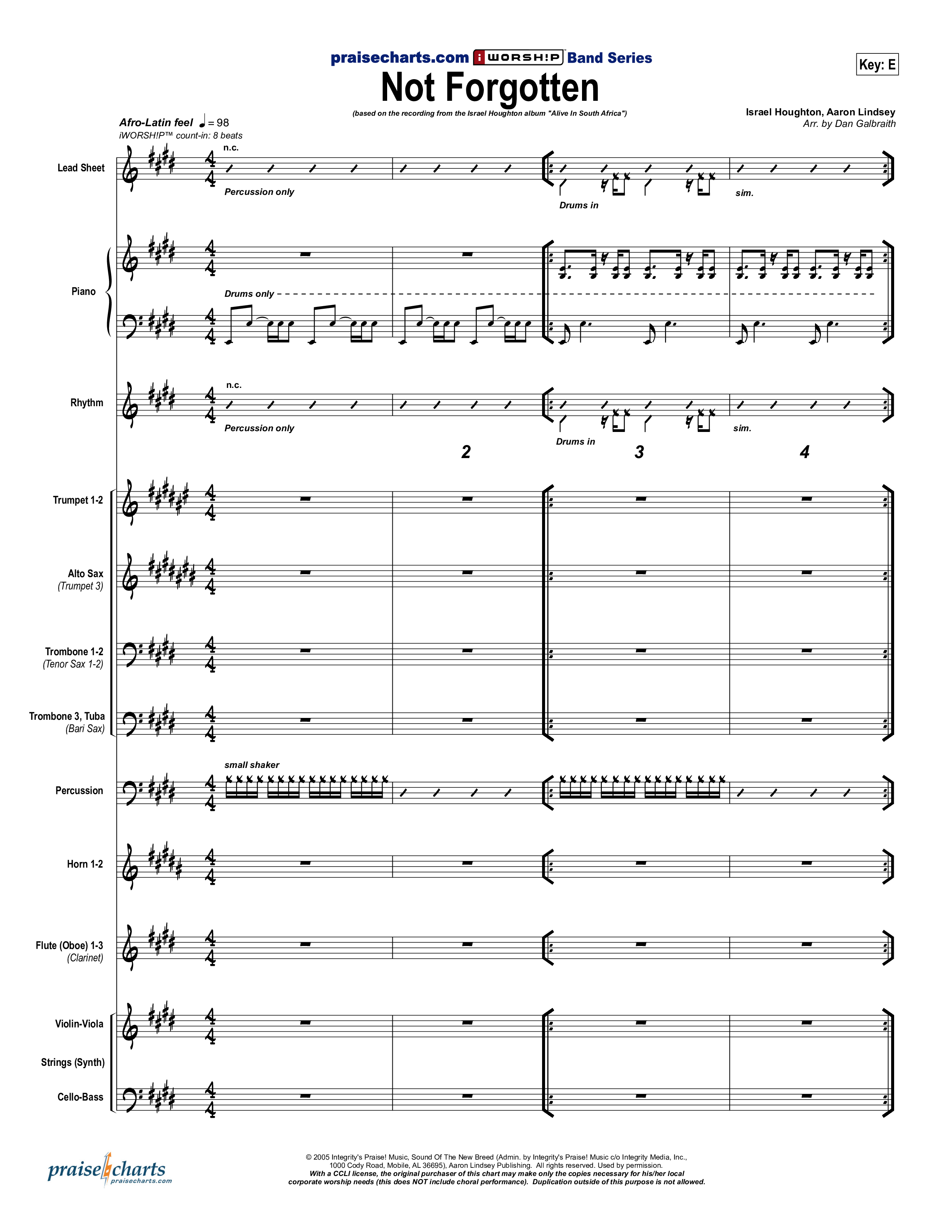 Not Forgotten Conductor's Score (Israel Houghton)