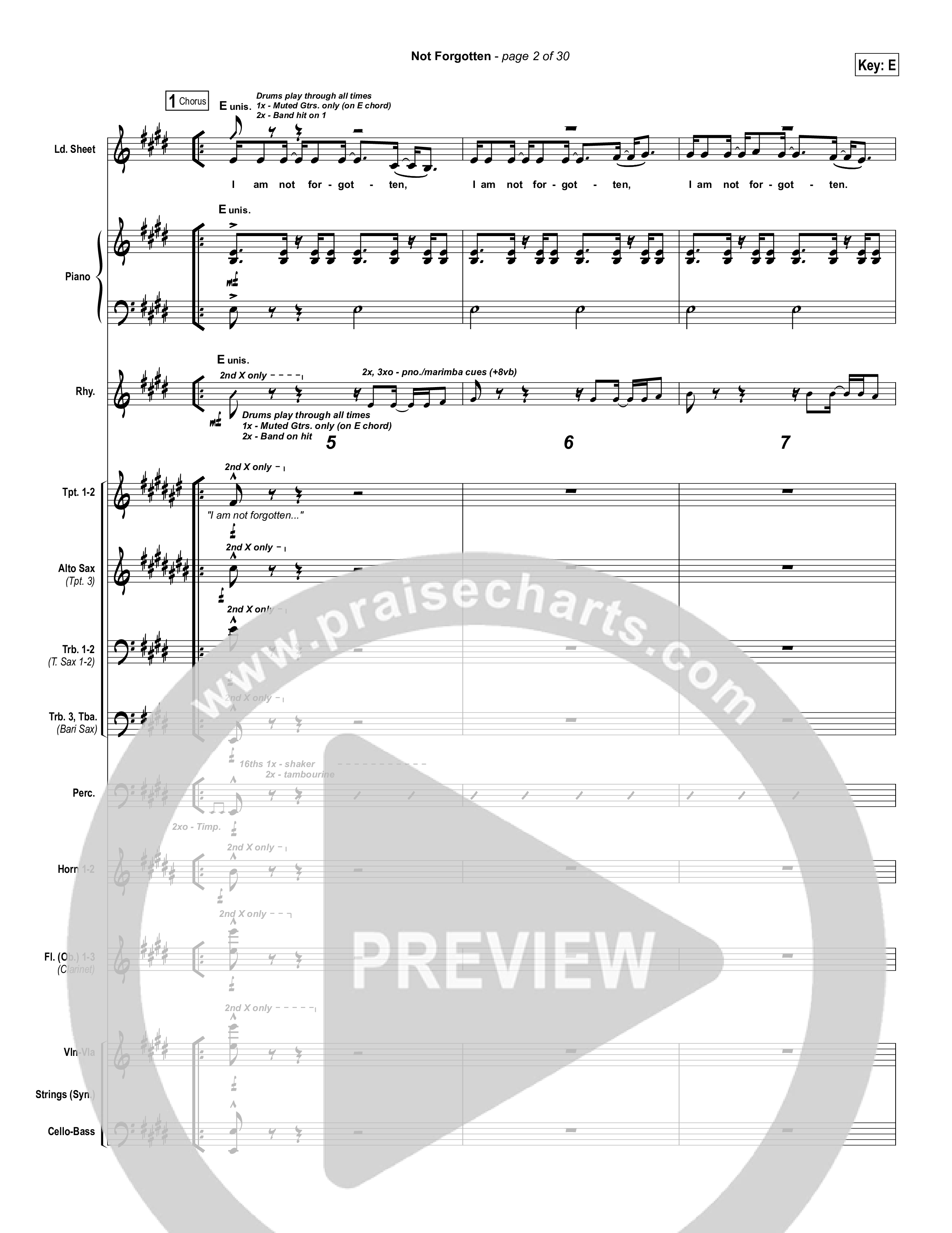 Not Forgotten Conductor's Score (Israel Houghton)