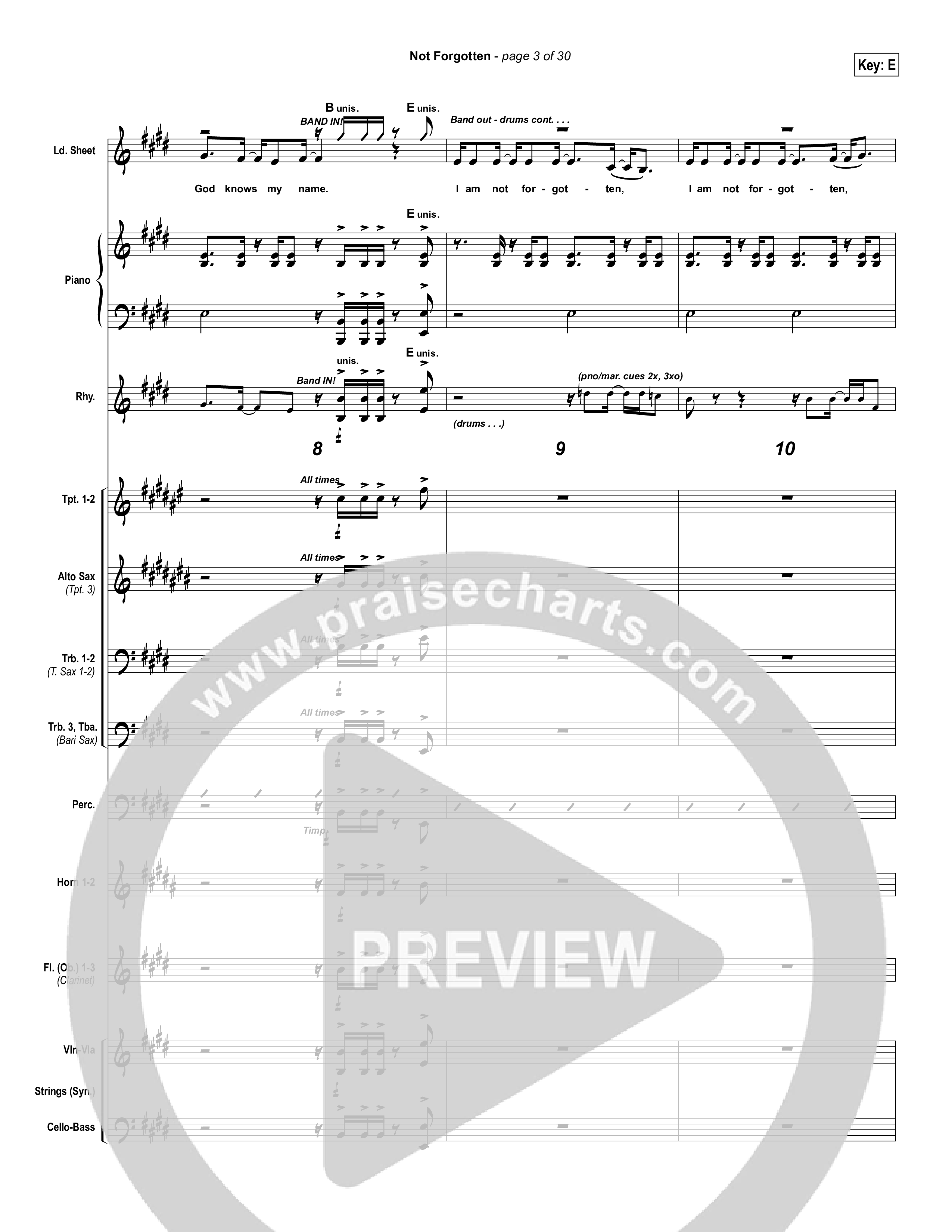 Not Forgotten Conductor's Score (Israel Houghton)