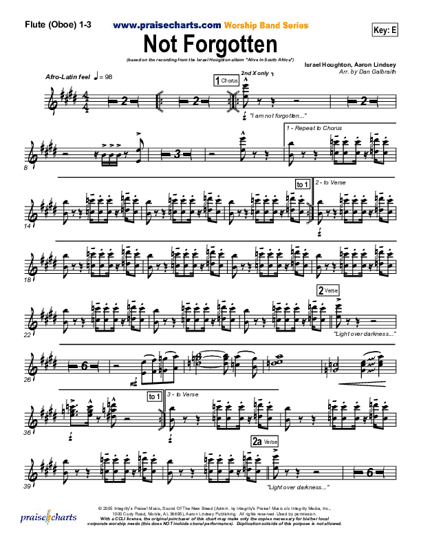 Not Forgotten Wind Pack (Israel Houghton)