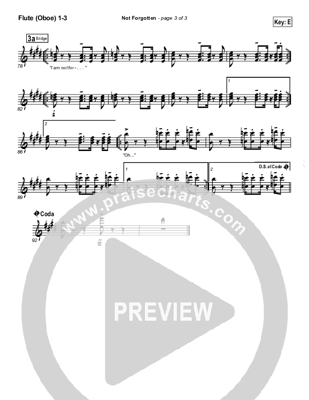 Not Forgotten Flute/Oboe 1/2/3 (Israel Houghton)