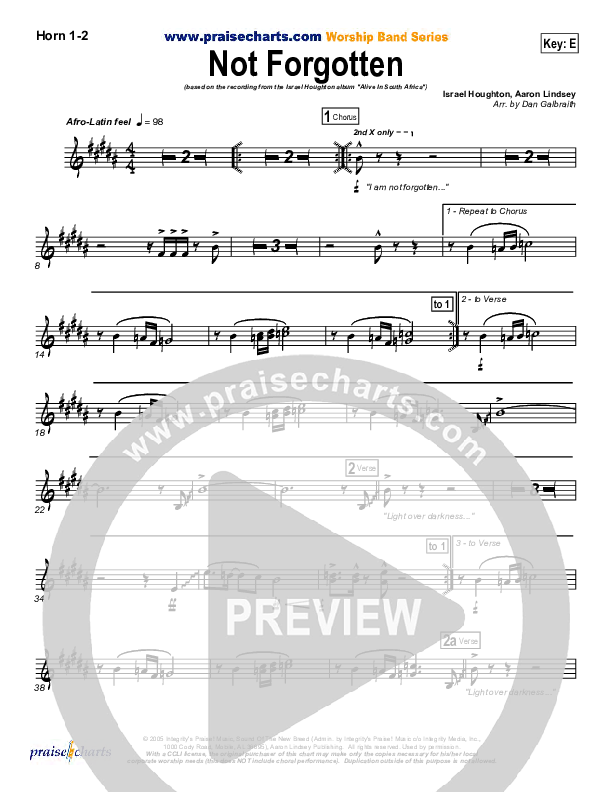 Not Forgotten French Horn 1/2 (Israel Houghton)