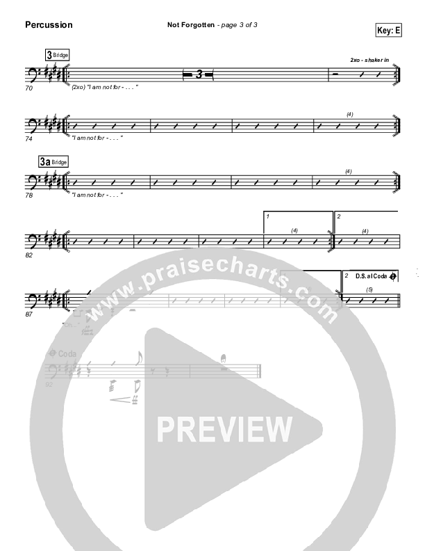 Not Forgotten Percussion (Israel Houghton)