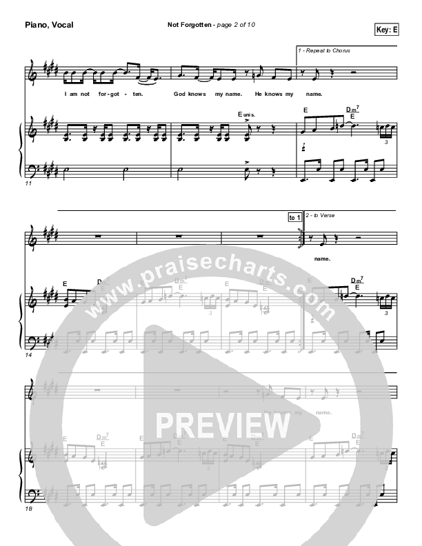 Not Forgotten Piano/Vocal (Israel Houghton)