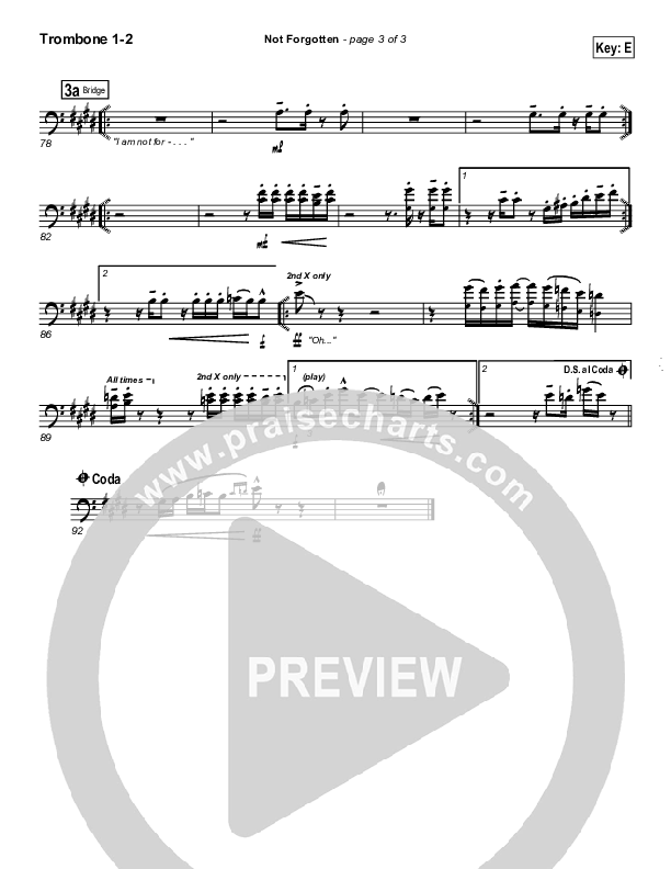 Not Forgotten Trombone 1/2 (Israel Houghton)