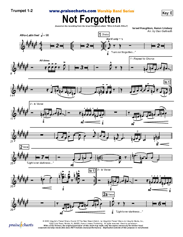 Not Forgotten Brass Pack (Israel Houghton)