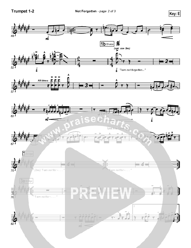 Not Forgotten Trumpet 1,2 (Israel Houghton)