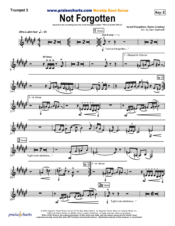 Not Forgotten Trumpet 3 (Israel Houghton)