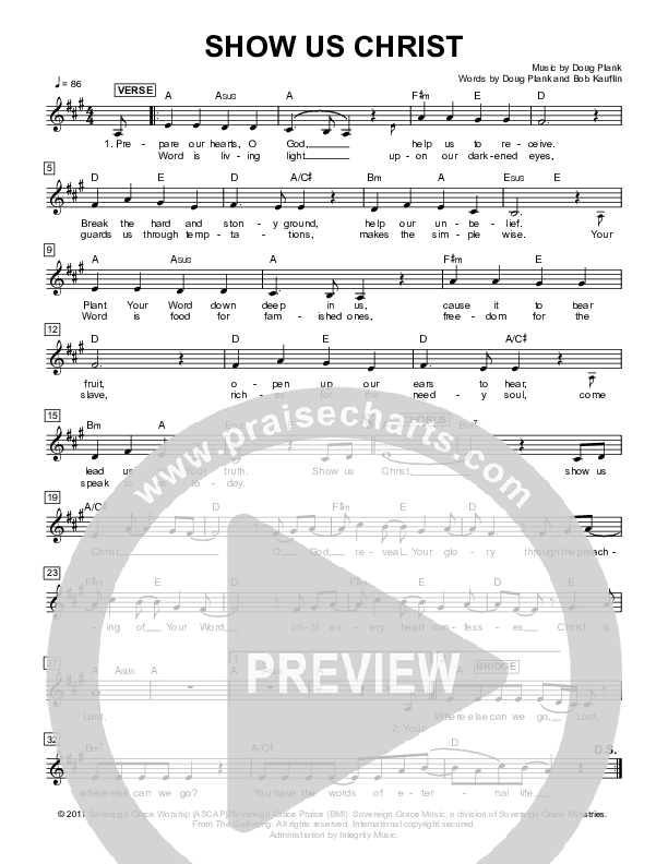 Show Us Christ Lead Sheet (Sovereign Grace)
