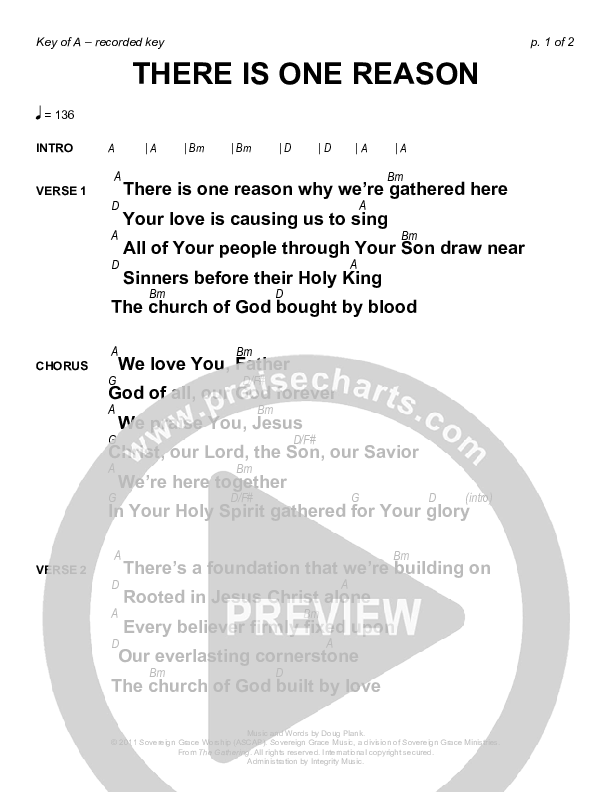 There Is One Reason Chords & Lyrics (Sovereign Grace)