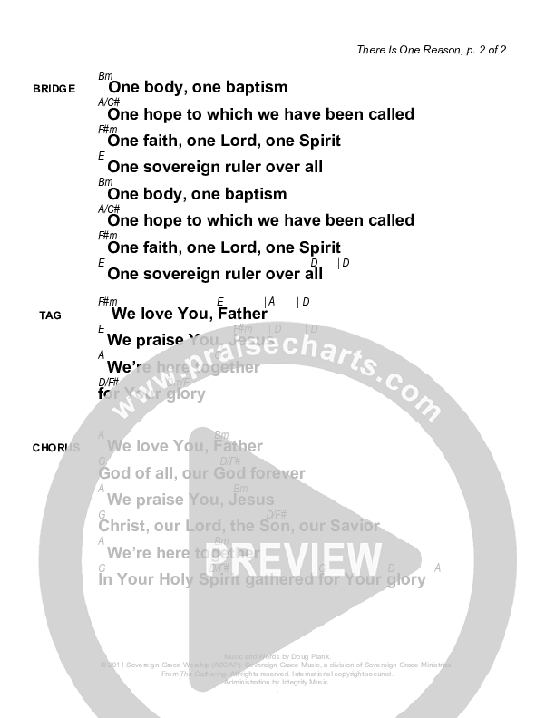 There Is One Reason Chords & Lyrics (Sovereign Grace)