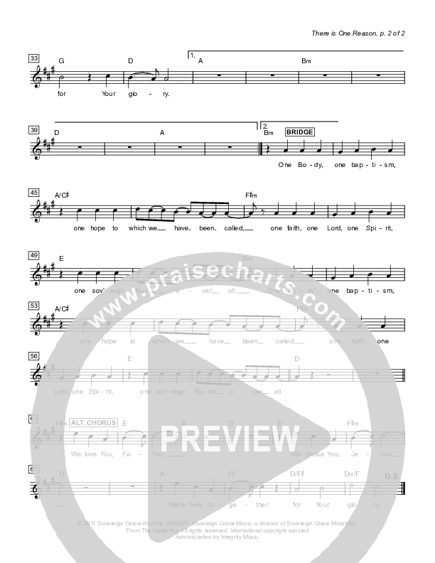 There Is One Reason Lead Sheet (Sovereign Grace)