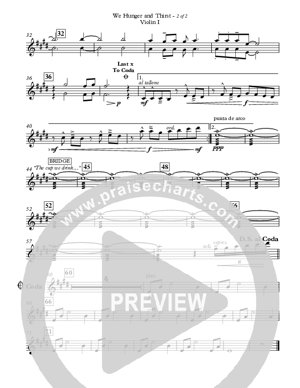 We Hunger And Thirst Violin 1 (Sovereign Grace)