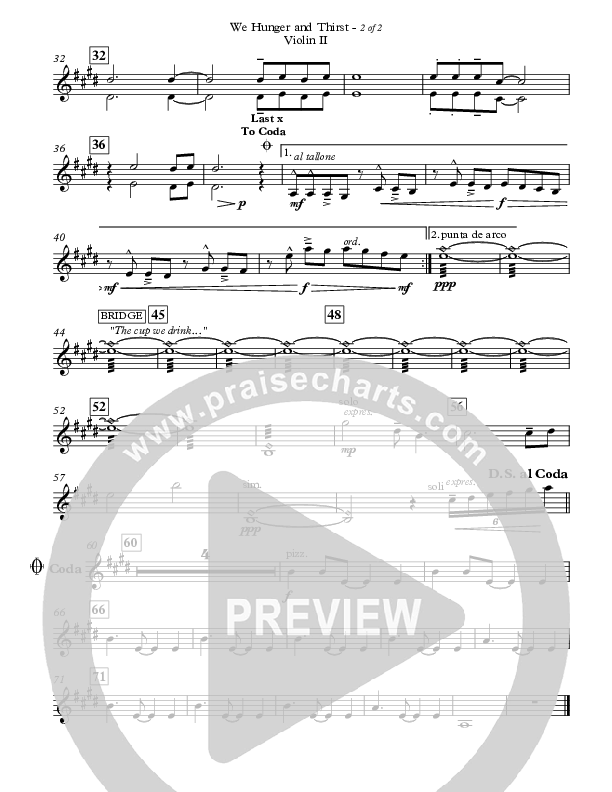 We Hunger And Thirst Violin 2 (Sovereign Grace)