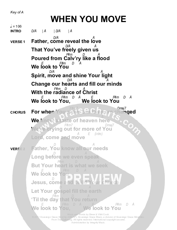 When You Move Chord Chart (Sovereign Grace)