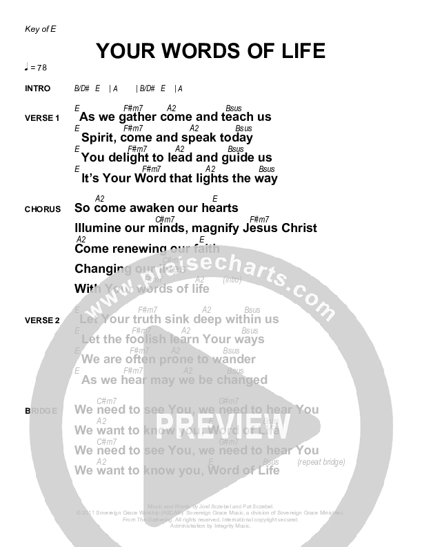 Your Words Of Life Chords & Lyrics (Sovereign Grace)