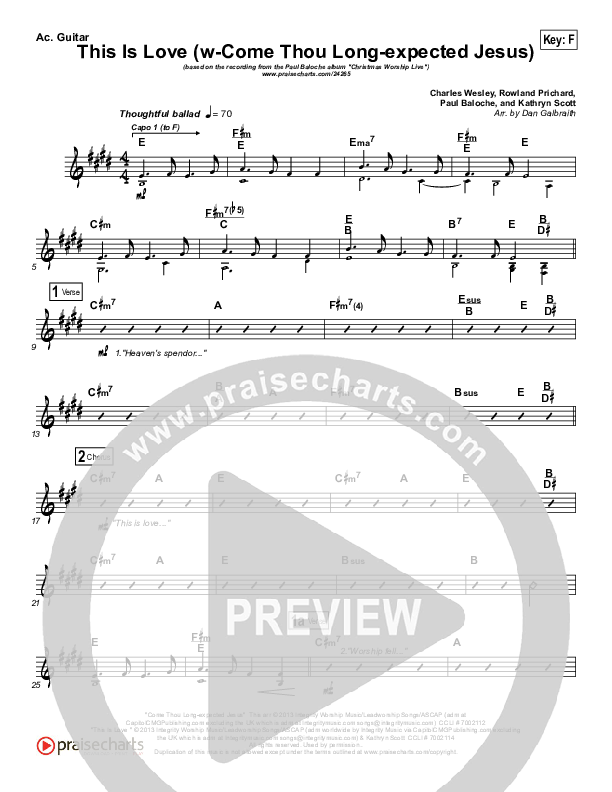 This Is Love (with Come Thou Long Expected Jesus) Acoustic Guitar (Paul Baloche / Kathryn Scott)