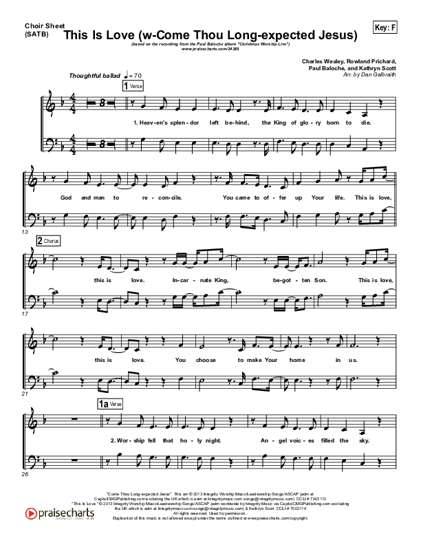 This Is Love (with Come Thou Long Expected Jesus) Choir Sheet (SATB) (Paul Baloche / Kathryn Scott)