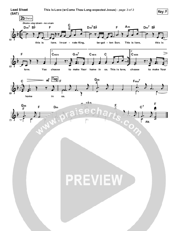 This Is Love (with Come Thou Long Expected Jesus) Lead Sheet (SAT) (Paul Baloche / Kathryn Scott)