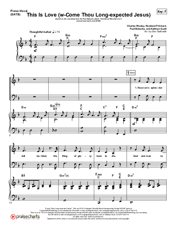 This Is Love (with Come Thou Long Expected Jesus) Piano/Vocal (SATB) (Paul Baloche / Kathryn Scott)