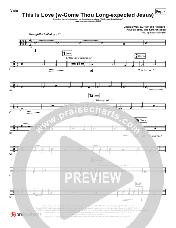 This Is Love (with Come Thou Long Expected Jesus) Viola (Paul Baloche / Kathryn Scott)